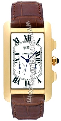 Cartier Tank American 18kt Yellow Gold Chronograph Mens Watch W2605856