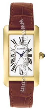 Cartier Tank American 18k Yellow Gold Mens Watch W2603156