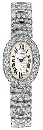 Cartier Baignoire 1920 Diamond 18kt White Gold Mini Ladies Watch WB5118LM