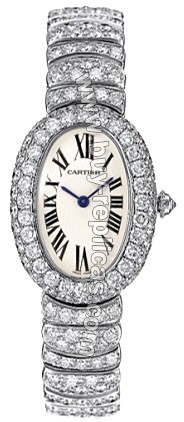 Cartier Baignoire 1920 Diamond 18kt White Gold Ladies Watch WB5103LM