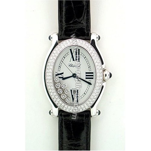 Chopard Happy Sport Oval 18K White Gold Diamond Ladies Watch 27/7012-23W