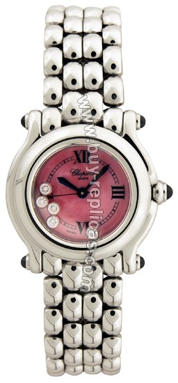 Chopard Pink Happy Sport Diamond Steel Pink Mother-of-pearl Ladies Watch 27/8250-23