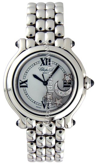 Chopard Happy Sport Diamond Moon/Stars Steel Ladies Watch 27/8236-23