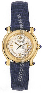 Chopard Happy Sport Diamond 18kt Yellow Gold Blue Ladies Watch 27/6149-23