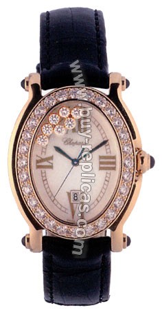 Chopard Happy Sport Diamond 18kt Yellow Gold Black Ladies Watch 27/7000-23/11