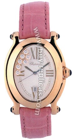 Chopard Happy Sport Diamond 18kt Yellow Gold Pink Ladies Watch 27/7000-23