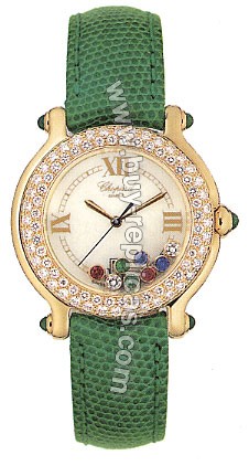 Chopard Happy Sport Diamond And Gemstone 18kt Yellow Gold Green Ladies Watch 27/6177-22