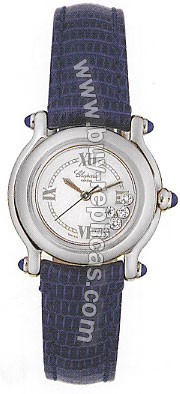 Chopard Happy Sport Diamond 18kt White Gold Blue Ladies Watch 27/6149-23