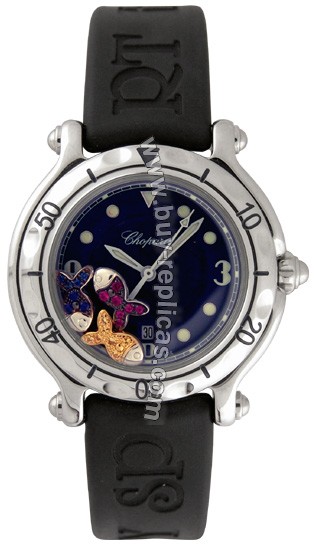 Chopard Happy Beach Jeweled Fish Black Rubber Unisex Watch 27/8921-402