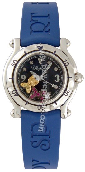 Chopard Happy Beach Jeweled Fish Steel Blue Mini Ladies Watch 27/8923-402