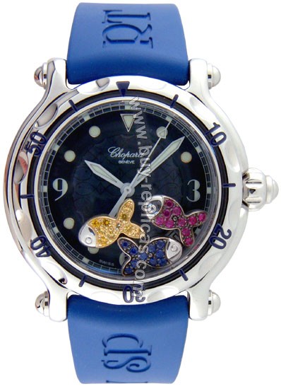 Chopard Happy Beach Jeweled Fish Steel Blue Ladies Watch 28-8347-8-402