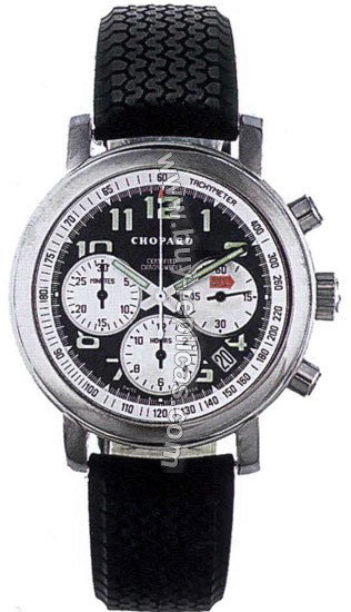 Chopard Mille Miglia 18kt White Gold Black Rubber Chronograph Mens Watch 16/1251