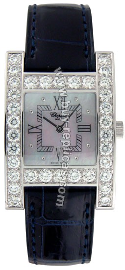 Chopard H Diamond 18kt White Gold Blue Ladies Watch 13/6621