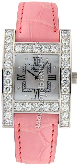 Chopard H Diamond 18kt White Gold Pink Ladies Watch 13/6621