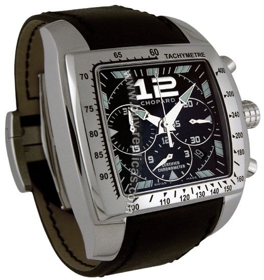 Chopard Miglia Tycoon Steel Black Chronograph Mens Watch 16/8961