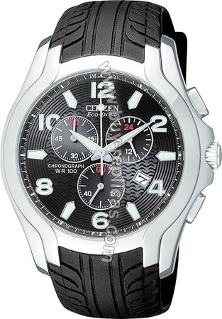 Citizen Eco Drive 180 Chronograph Black Rubber Mens Watch AT0270-00E