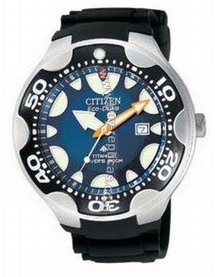 Citizen Eco-Drive Professional Diver Blue Titanium Mens Watch BN001604L