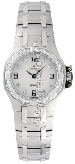 Concord Saratoga Diamond Mother-of-Pearl Steel Mini Ladies Watch 0310958