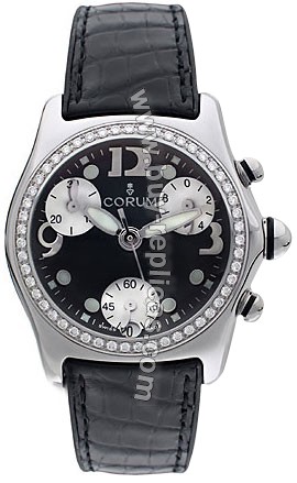 Corum Bubble Diamond Steel Black Ladies Watch 196-151-47-0F01-FM30S