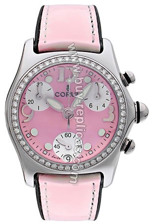 Corum Bubble Diamond Steel Pink Ladies Watch 196-151-47-F168-FP30S