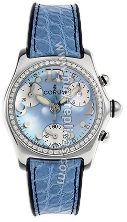 Corum Bubble Diamond Steel Blue Ladies Watch 196-151-47-0F11-PN95S