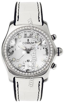 Corum Bubble Diamond Steel White Ladies Watch 196-151-47-0F09-EB30R