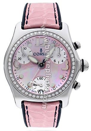 Corum Bubble Diamond Steel Pink Ladies Watch 196-151-47-0F08-PN96R