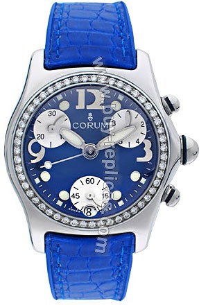 Corum Bubble Diamond Steel Blue Ladies Watch 196-151-47-0F03-FB30R