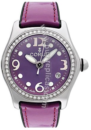 Corum Bubble Diamond Steel Purple Ladies Watch 039-151-47-F166-FW30R