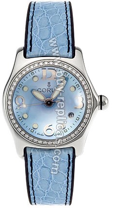 Corum Bubble Diamond Steel Blue Ladies Watch 039-151-47-0F11-PN95R