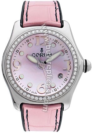 Corum Bubble Diamond Steel Pink Ladies Watch 039-151-47-0F08-PN96R