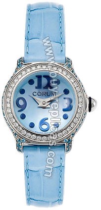 Corum Bubble Mini Diamond Steel Blue Ladies Watch 101-173-47-0011-PN55