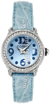 Corum Bubble Mini Diamond Steel Metallic Blue Ladies Watch 101-153-47-0011-PN55