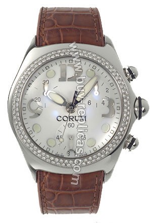 Corum Bubble XL Diamond Steel Brown Mens Watch 396-152-47-0F02-EB30R