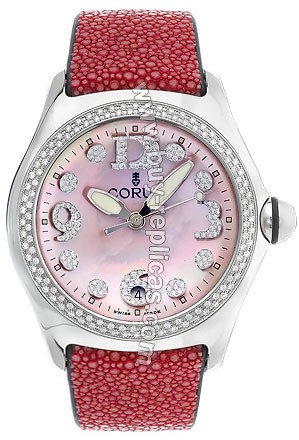 Corum Bubble XL Diamond Steel Pink Ladies Watch 163-257-47-F408-PN76R