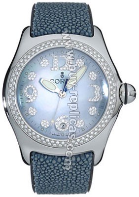 Corum Bubble XL Diamond Steel Blue Ladies Watch 163-257-47-F403-PN75R