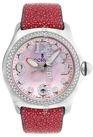 Corum Bubble XL Diamond Steel Pink Ladies Watch 163-157-47-F408-PN76R