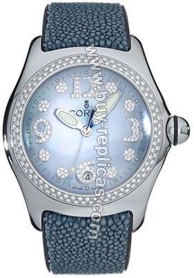 Corum Bubble XL Diamond Steel Blue Ladies Watch 163-157-47-F403-PN75R