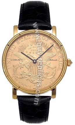 Corum Coin 18kt Yellow Gold Coin Black Mens Watch 082-355-56-0001-MU51