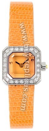 Corum Sugar Cube Diamond Steel Orange Ladies Watch 137-428-47-0124-EB34