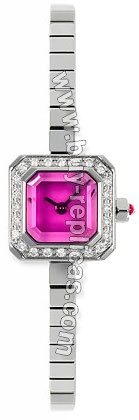 Corum Sugar Cube Diamond Steel Pink Ladies Watch 137-424-47-E050-EB34