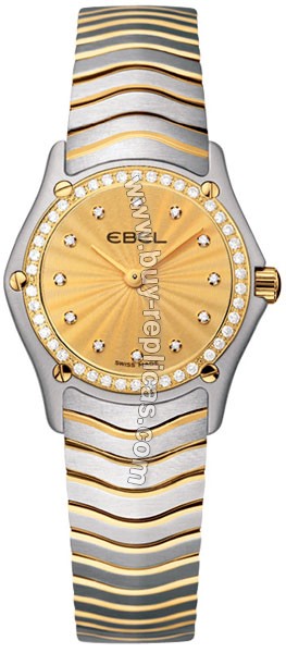 Ebel Classic 18kt Yellow Gold and Steel Diamond Champagne Mini Ladies Watch 1215404