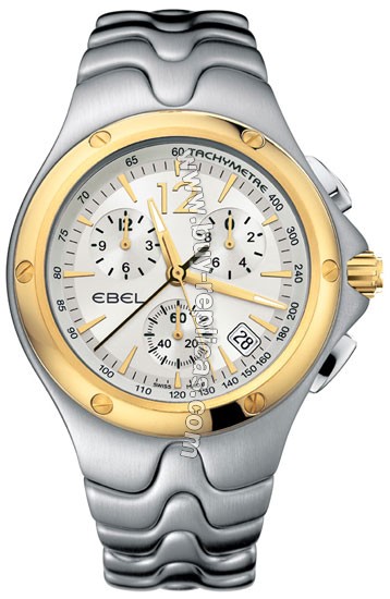 Ebel Sportwave 18kt Yellow Gold and Steel Chronograph Mens Watch 1215136