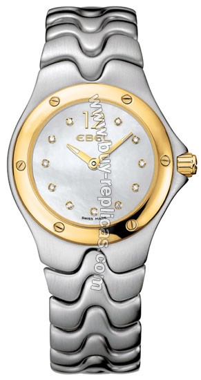 Ebel Sportwave Two-Tone 18kt Yellow Gold and Steel Diamond Ladies Watch 1215128