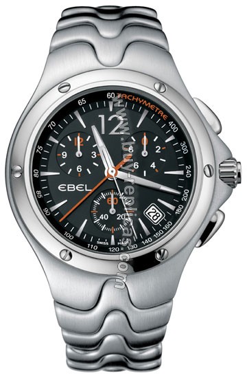 Ebel Sportwave Steel Chronograph Black Mens Watch 1215409