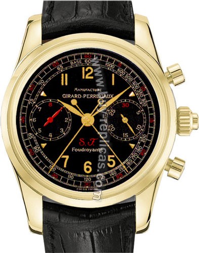 Girard Perragaux Ferrari 18kt Yellow Gold Black Leather Mens Watch 90200.0.51.6446