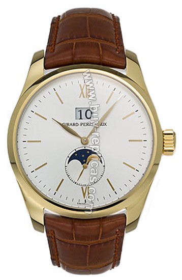 Girard Perregaux Classic Elegance 18kt Yellow Gold Brown Leather Mens Watch 49530-0-51-1121