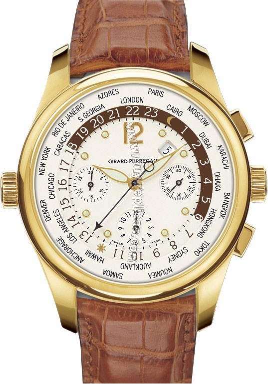 Girard Perragaux Classic Elegance 18kt Yellow Gold Brown Leather Mens Watch 49800.0.51.1041