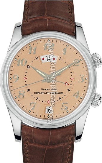 Girard Perragaux Classic Elegance 18kt White Gold Brown Leather Mens Watch 49400.0.53.917