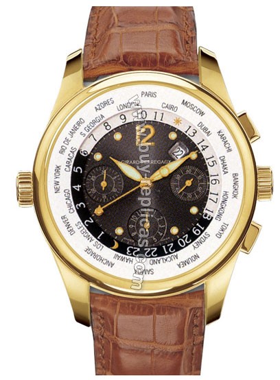 Girard Perragaux Classic Elegance 18kt Yellow Gold Brown Leather Mens Watch 49800.0.51.2742A